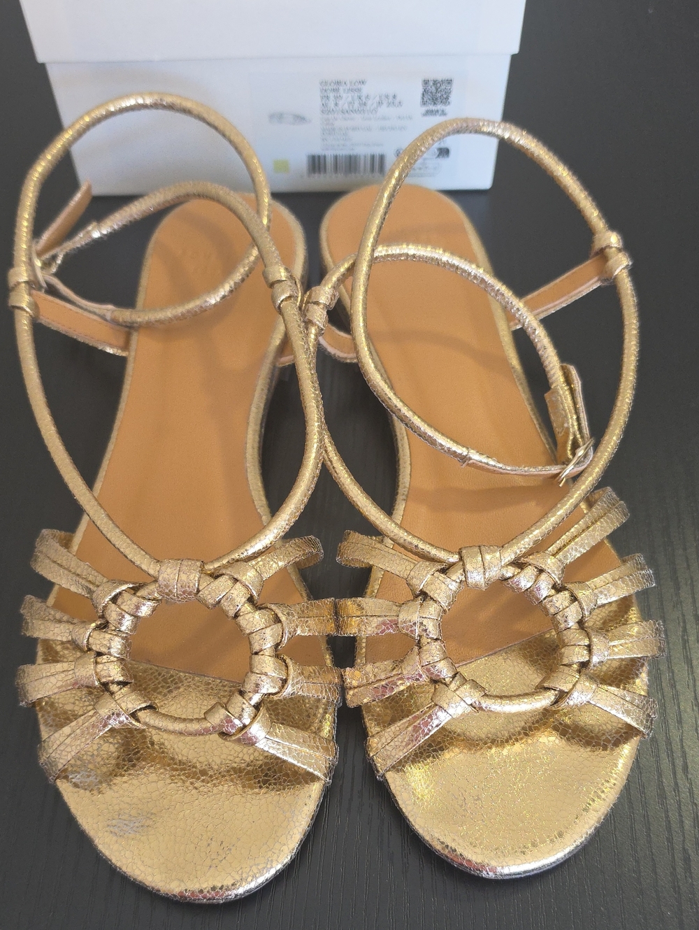 Sezane Gold Gloria Low Sandals Size 8